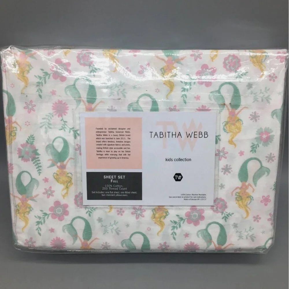 9pc Mermaid FULL Comforter Pillow SHEET Set Ocean Pink Tabitha Webb Designer
